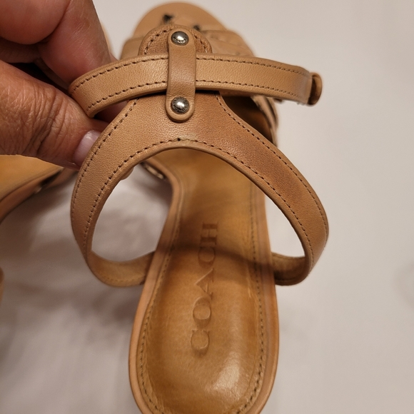 Coach Meg Leather Open Toe Ankle Strap Sandals - Picture 15 of 16